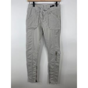 William Rast Womens Skinny Cargo Pants Size 24 Tan Zippers Pockets‎